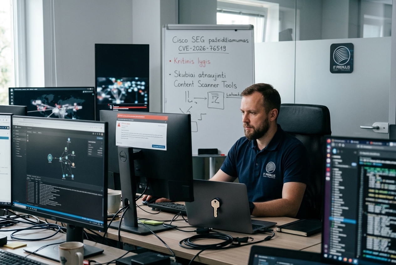 Kritinė „Cisco Secure Email Gateway“ saugumo spraga jau išnaudojama atakose – organizacijoms rekomenduojama skubiai atnaujinti sistemas